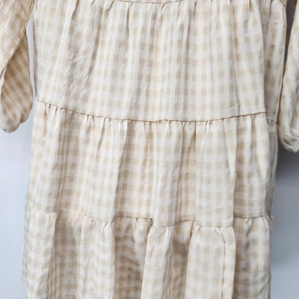 NWT Petal & Pup White Cream Gingham Cottage Farmcore Tiered Mini Dress Women 4 - Picture 11 of 12
